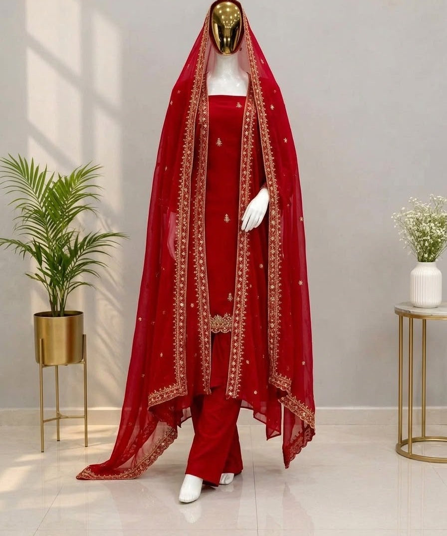 Festive Red Karwa Chauth Suit
