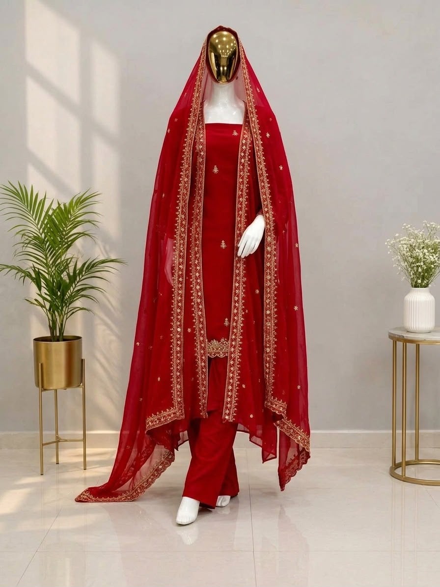 Festive Red Karwa Chauth Suit