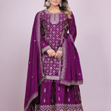 Classic Embroidered Chinon Sharara
