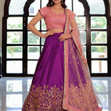 Purple Bridal Mulberry Silk Lehenga