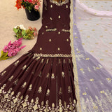 Brown Partywear  Faux Georgette Suit