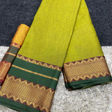 Pure Aura Plain Cotton Silk Saree