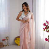 Peach Stylish Burberry Saree