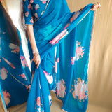 Classy Georgette Flower Print Saree