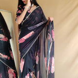 Classy Georgette Flower Print Saree