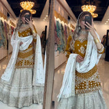 Mustard White Chinon Suit