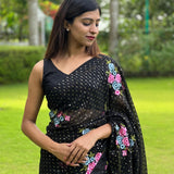 Beautifull Black Sequence Saree