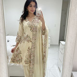 Creamy Embroidered Wedding Suit