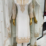 White Heavy Chinon SIlk Suit