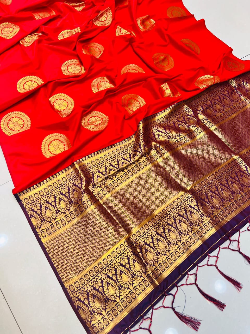 Beautiful Soft Chakrani Silk sareeGolden