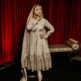 Creamy Heavy Silk Anarkali Gown