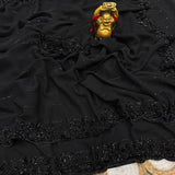 Black Georgette CutDana Work Saree