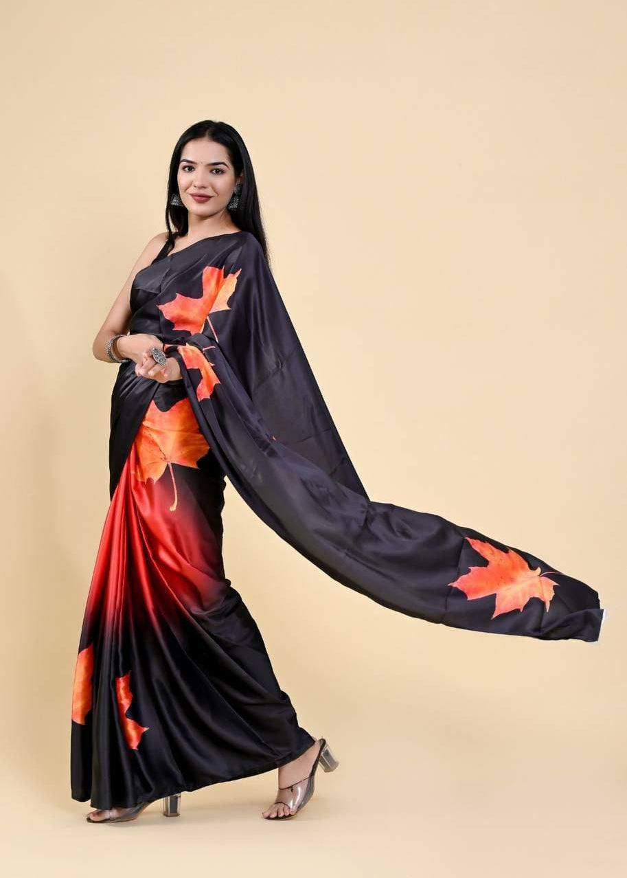 Exclusive Satin Silk Printed Saree