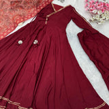 Elegance Flame Silk Anarkali Suit