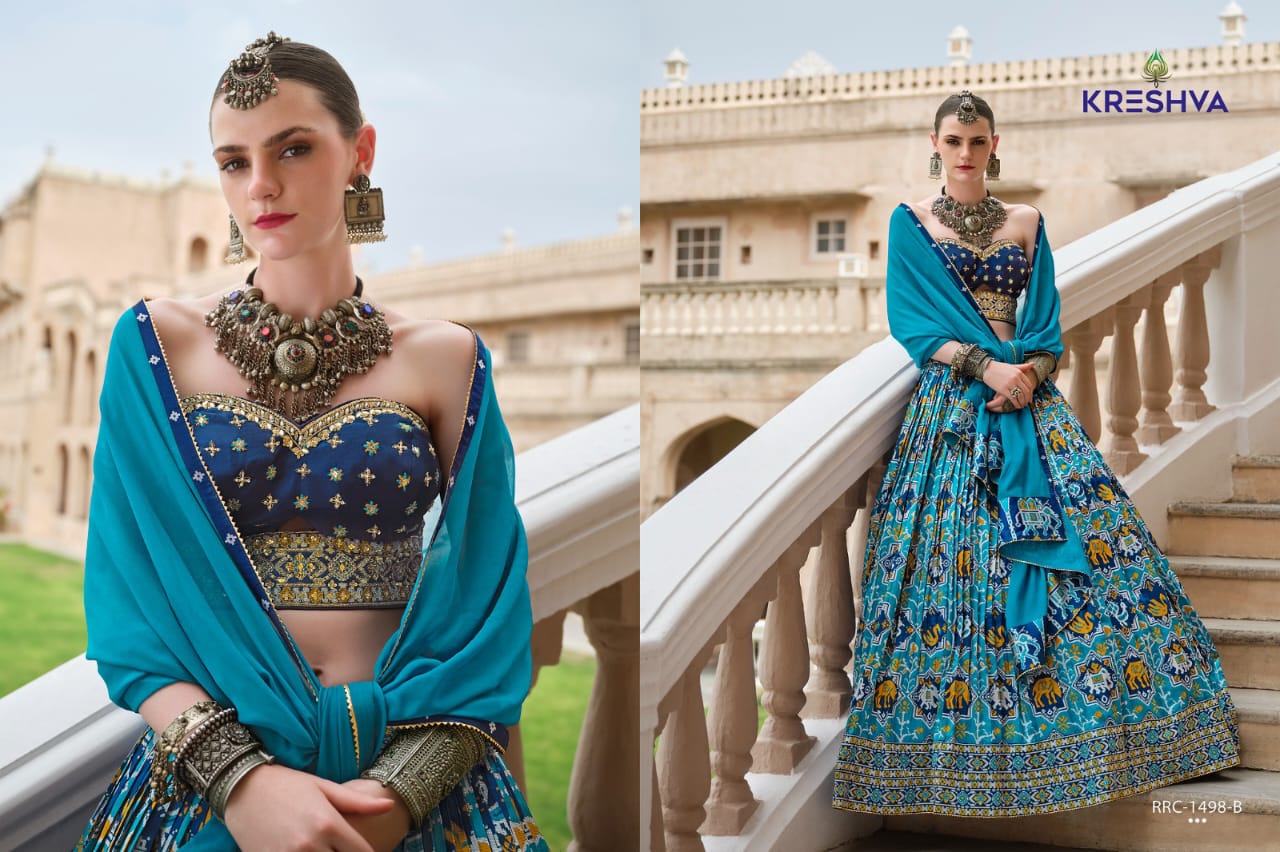 Ajarakh Print Heavy Bridal Lehenga