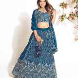 Indigo Blue Georette Lehenga Choli