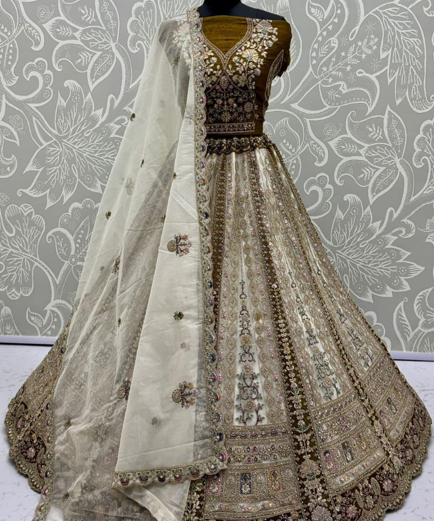 Adorn Wedding Embroidered Net Lehenga