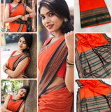 Orange Soft Lichi Silk Saree