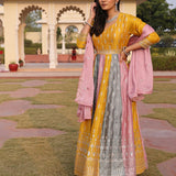 Multi Colored Rangoli Silk Gown