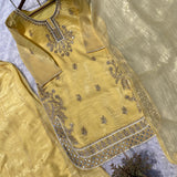 Partywear Gold Crunchy Top Plazzo