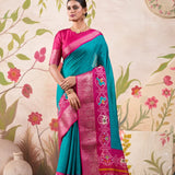 Rajvansh Tusser Checks Silk Saree