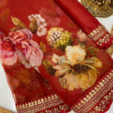 beautiful Pure Organza digital Printed Work sarees