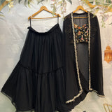 Black Shrug Heavy Indo Lehenga