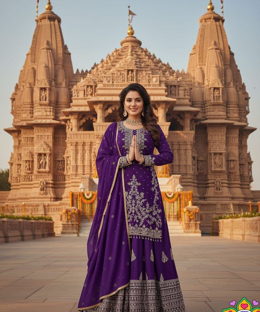 Classical Chinon Silk Top Lehenga