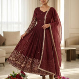 Trending Maroon Vichitra Silk Gown
