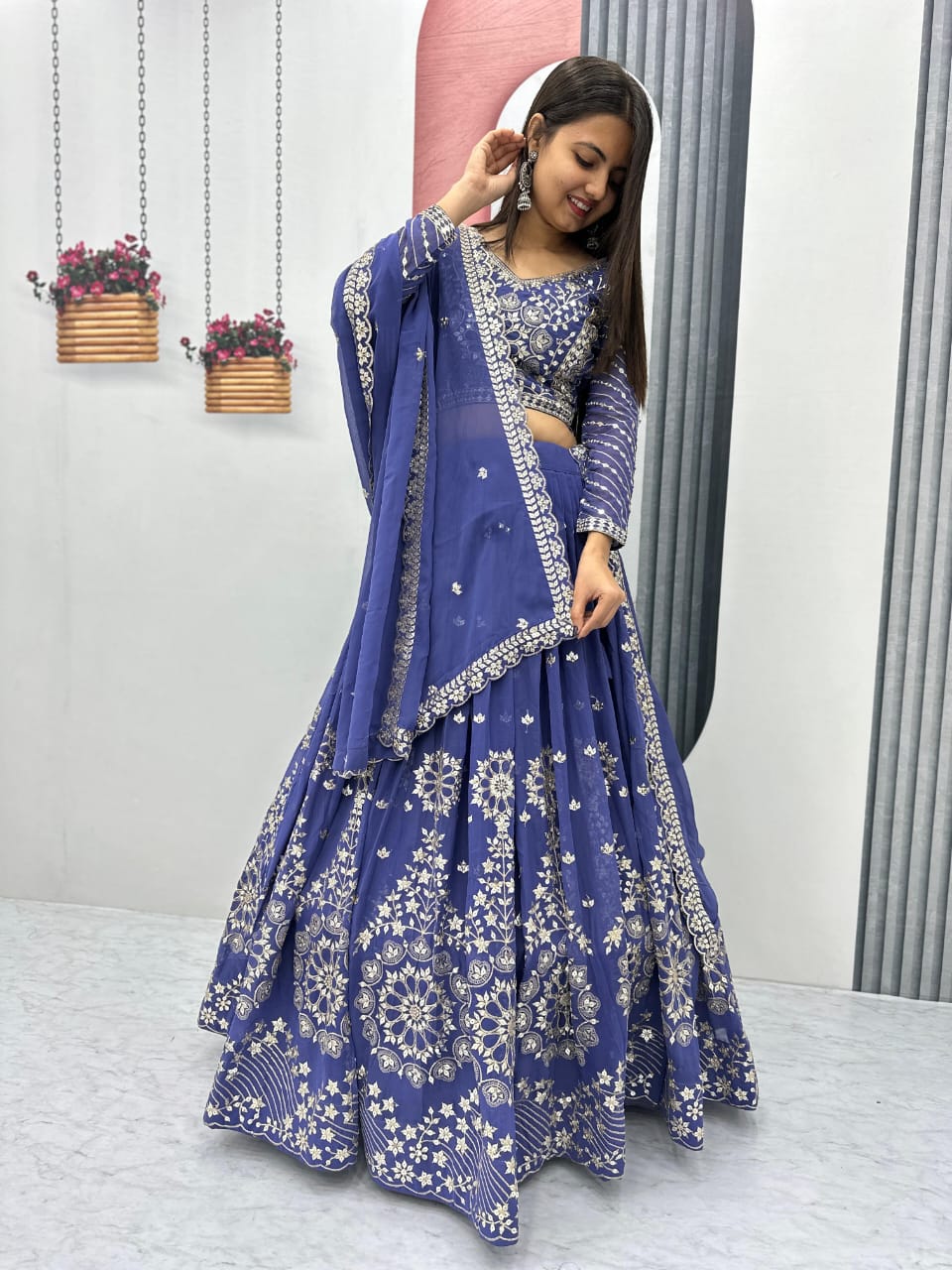 Heavy Embroidered Georgette Lehenga