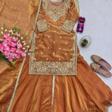 Orange Shiny Fandy Silk Suit