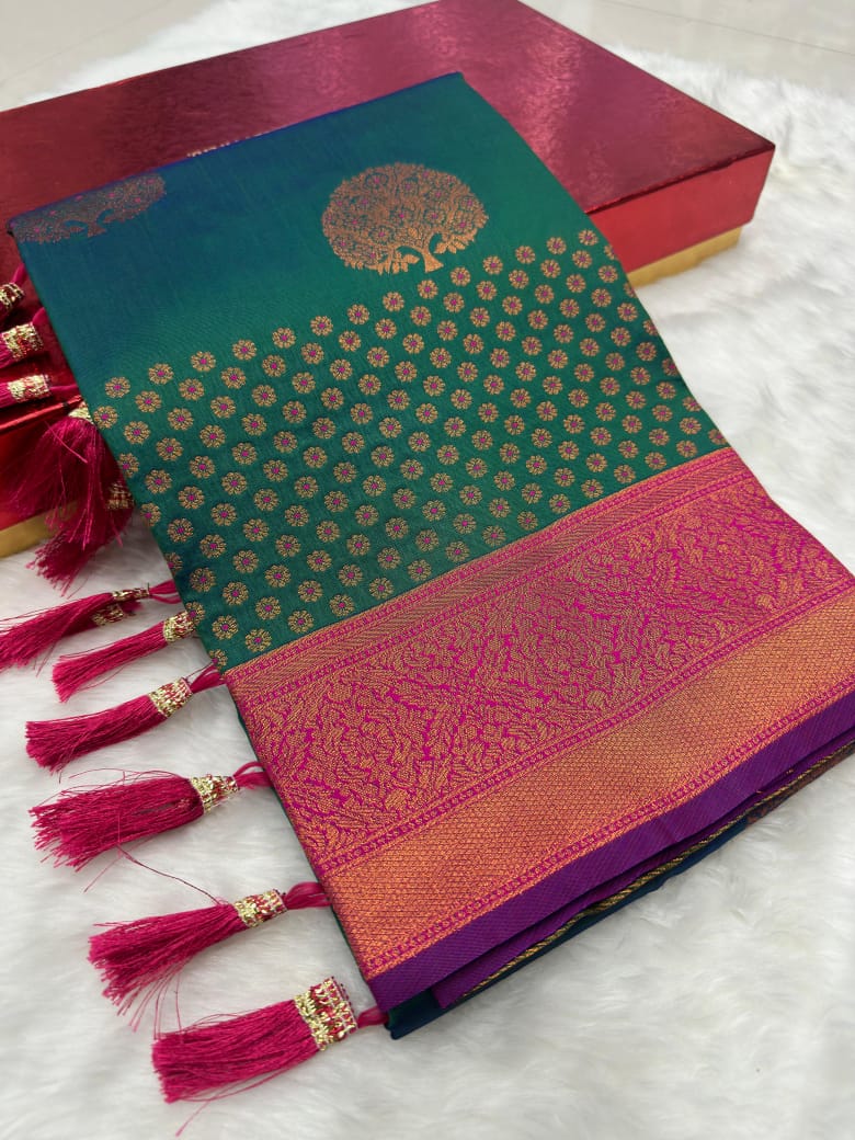 Soft Silk Saree With Zari Weaving