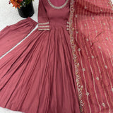 Designer Roman Silk Anarkali Gown