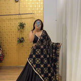 Black Festive Satin Silk Lehenga