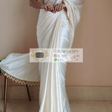 Beautifull Satin Saree With Lace Border