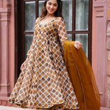 Faux Georgette Organza Anarkali dress