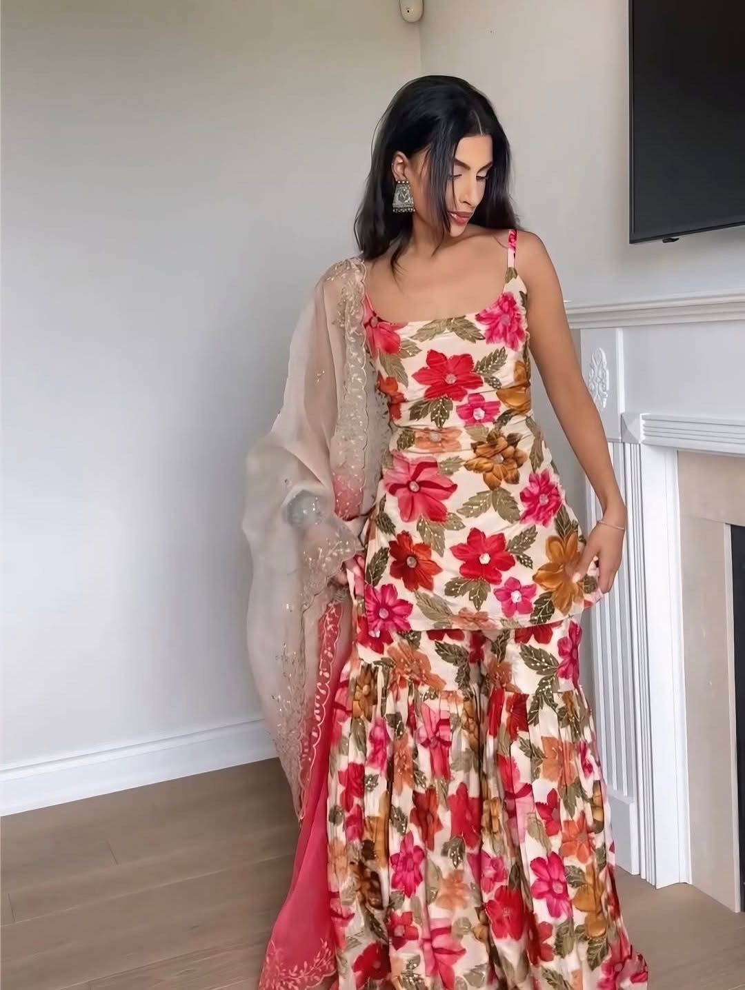 Stylish Digital Printed Top Sharara