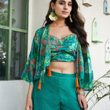 Classy Green Chinon Crop Top