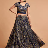 Royal Dark Blue Embroidered Lehenga