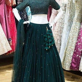 PEACOCK PARTY WEAR HEAVY FUAX GEORGETTE SEQUNCE WORK LEHENGAS