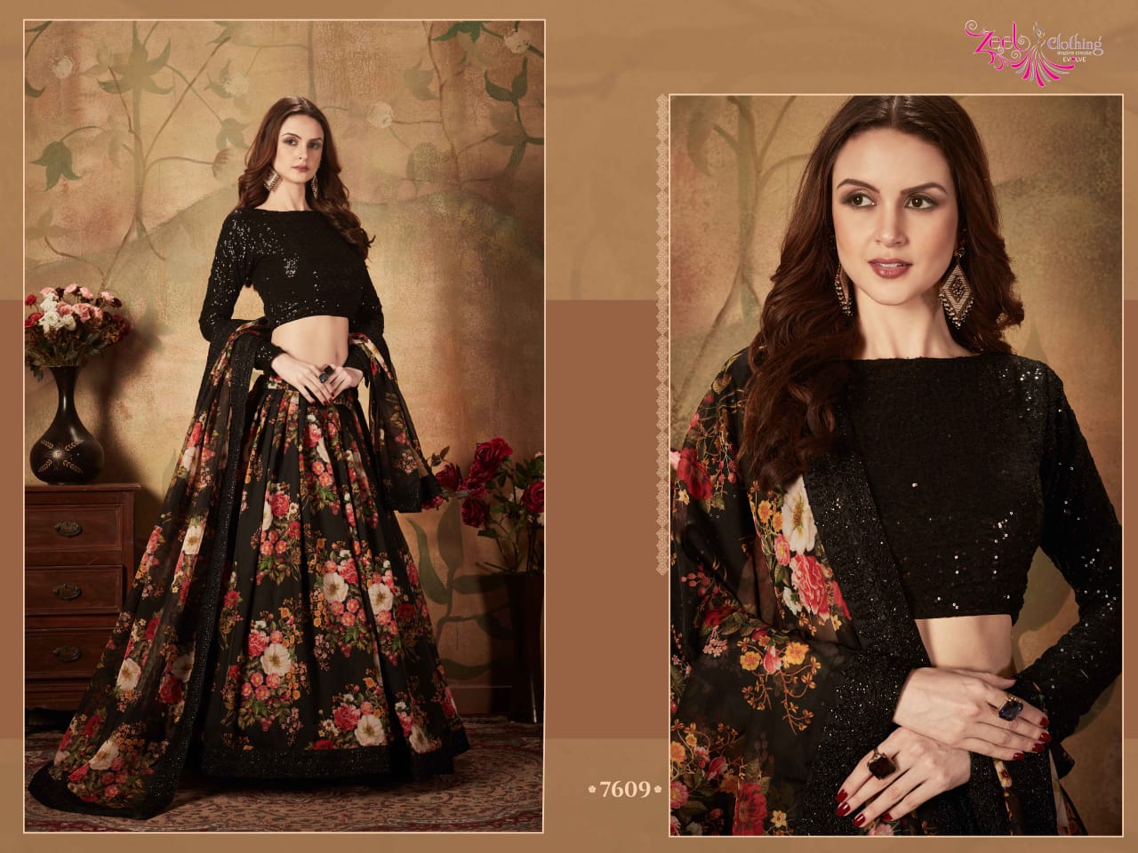 Heavy Premium Flower Print Lehenga