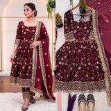 Maroon Designer Embroidered Suit