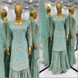 Exclusive Aqua Green Top Sharara