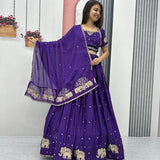 Festive Embroidered Chinon Lehenga