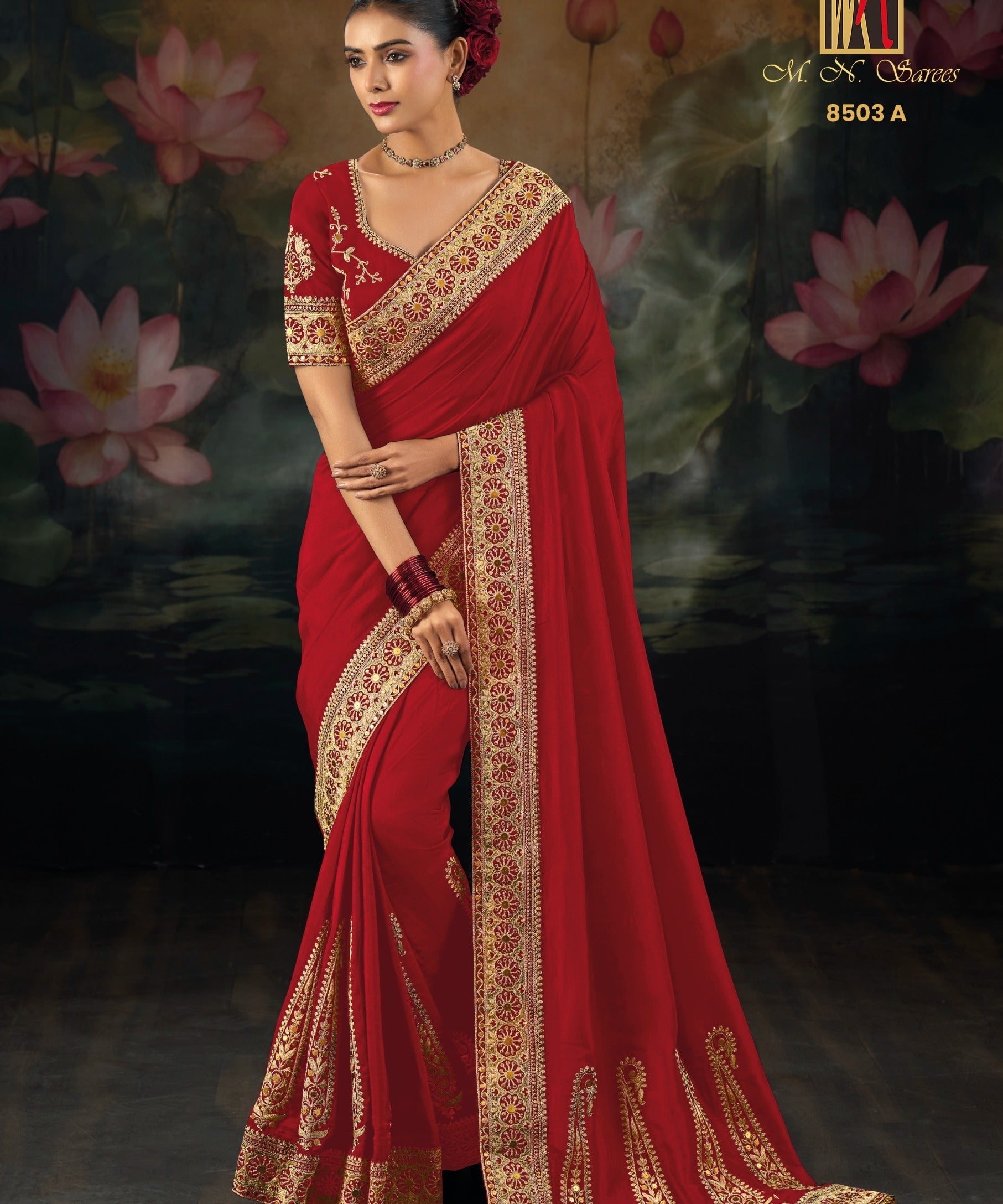 Elegance Wedding Embroidered Silk Saree