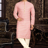 Men's Lucknowi work with Digital print kurta pajama