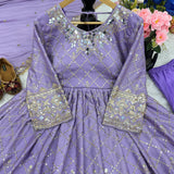 Purple Party Wear Anarkali Dress