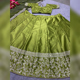 Perrot Green Attractive Party Wear Silk Lehenga choli