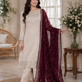 Creamy Roman Silk Straight Suit