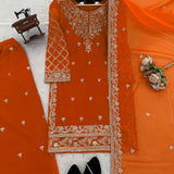 Orange Elegant Embroidered Top Plazoo